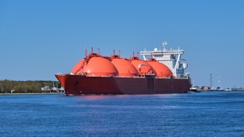 Cover Of Gas Market Report Q1 2023 Photo Of An Lng Tanker Coming To Port Againt Blue Sky Background Gettyimages 1438894758